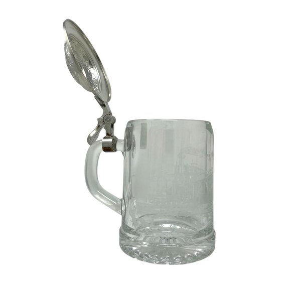 Vintage ALWE West Germany Glass Beer Stein Mug Pewter Lid Frosted Train Scene - Picture 14 of 16